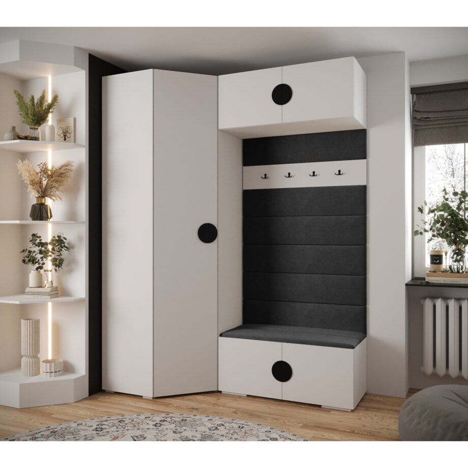 Garderoba do przedpokoju INOVA 4 Z21 biały+złoty+manila18