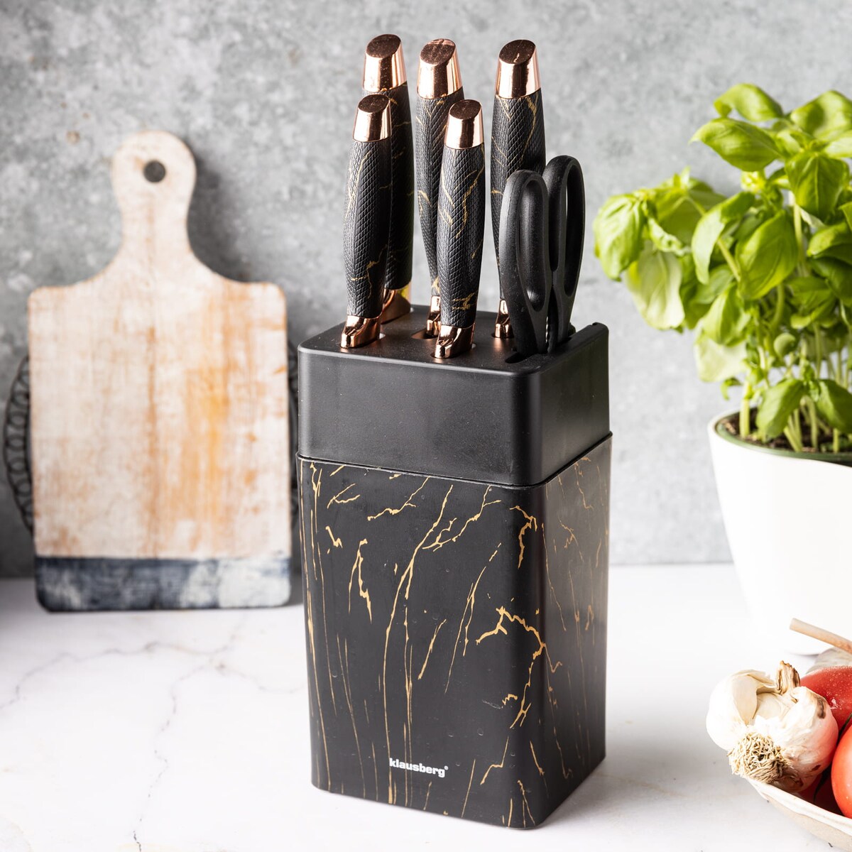 Zestaw noży kuchennych w bloku 6 elementów czarny KLAUSBERG