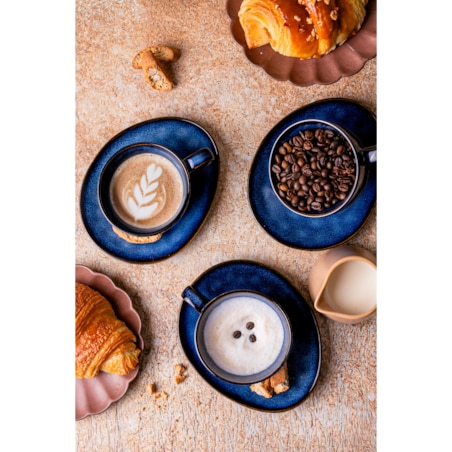 Serwis kawowy Uminami niebieski na 12 osób 24 szt. Nowoczesny Do zmywarki Komplet filiżanka i spodek