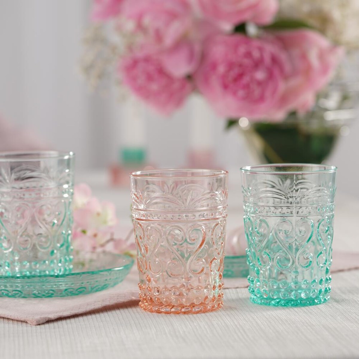 VILLA ITALIA Szklanka różowa 250 ml 10 cm FIORINO