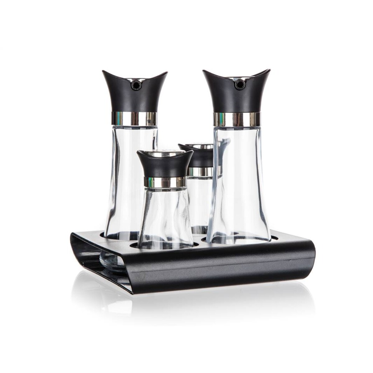 PRZYPRAWNIK na podstawce SOLNICZKA pojemnik na oliwę ocet 4w1 banquet box