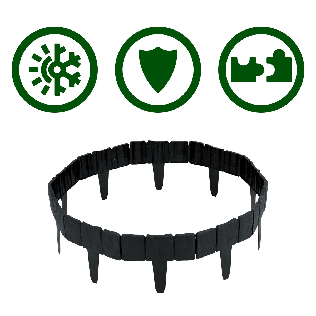 Palisada ogrodowa obrzeże ogrodowe trawnikowe czarne Plonos tworzywo płotek 250 cm