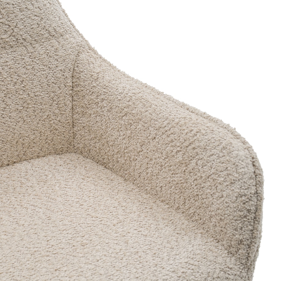 Krzesło tapicerowane obrotowe boucle do salonu QUATTRO jasnobeżowe
