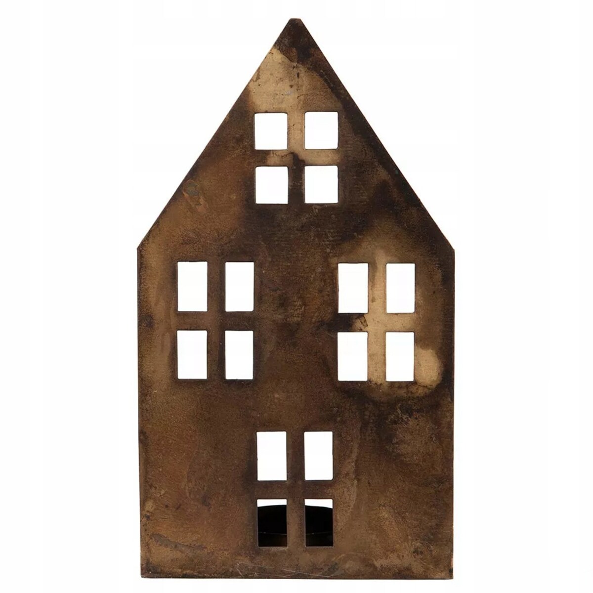 LAMPION LATARNIA ŚWIĄTECZNA DOMEK na święta metalowy loft stare złoto 15cm