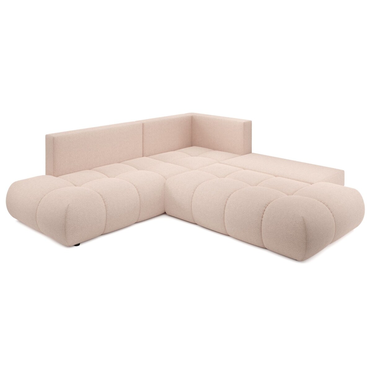 Narożnik pikowany, rozkładany z funkcją spania SOHI, Curio 60 - jasny róż