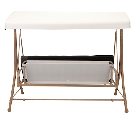 Huśtawka OGRODOWA 3 osobowa bujana z DASZKIEM duża METALOWA wolnostojąca