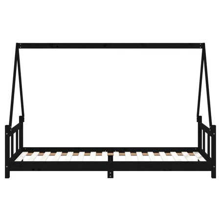 vidaXL Rama łóżka, czarna, 90x200 cm, lite drewno sosnowe