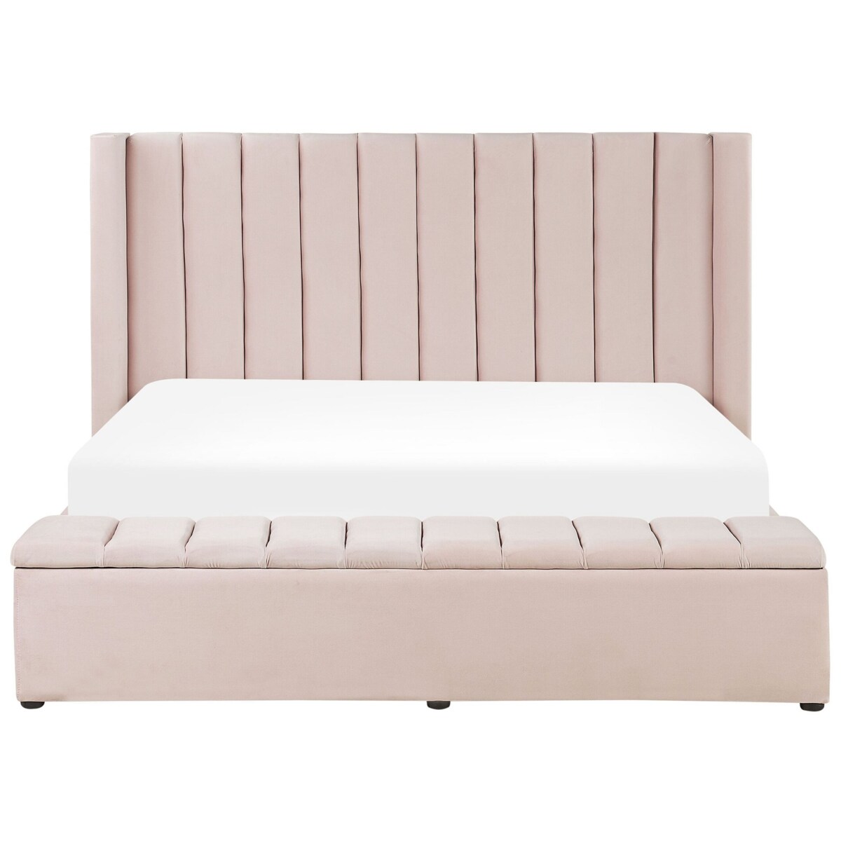 Łóżko wodne welurowe z ławką 180 x 200 cm pastelowy róż NOYERS