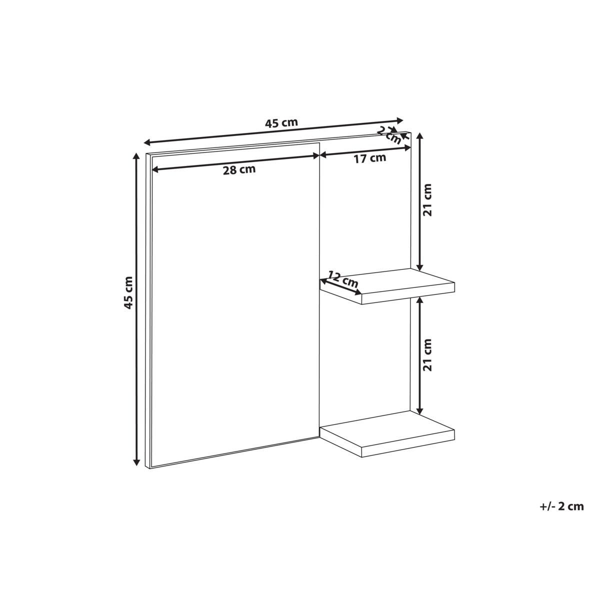 Półka łazienkowa wisząca z lustrem biała PELOTAS