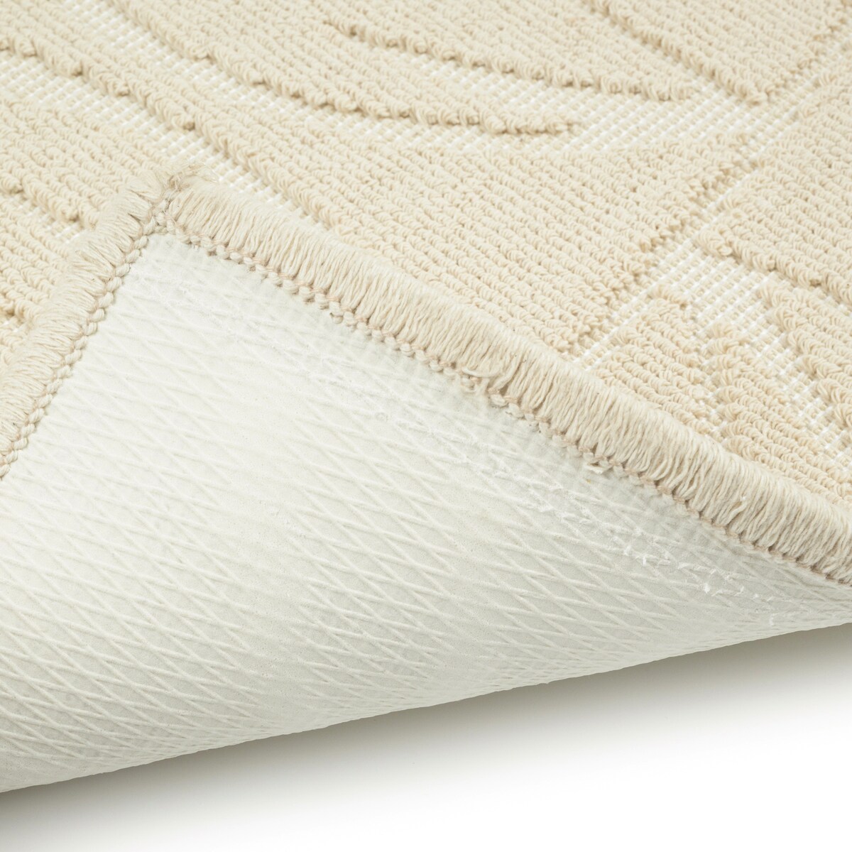 Dywanik łazienkowy Lino 73x135 cm bawełniany roślinny beżowy