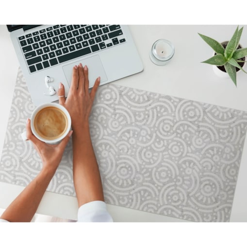 Szara mata na biurko Geometryczny wzór retro, 90x45 cm