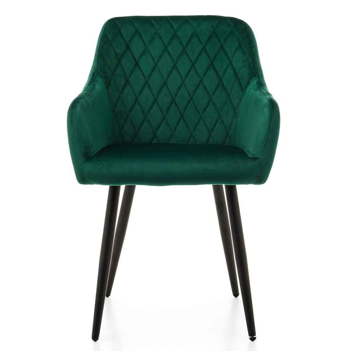 Krzesło tapicerowane TODI welur do salonu jadalni pikowane zielone