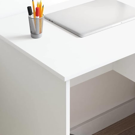 vidaXL Biurko z półką Biały 90 x 49.5 x 75 cm Materiał drewnopochodny