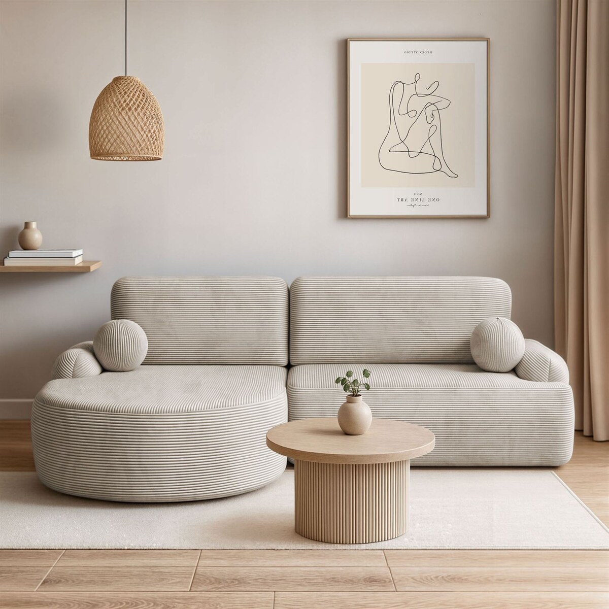 Zaokrąglony narożnik CLEO II z funkcją spania, wersja lewa, Poso 100