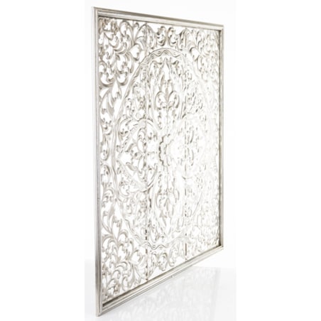 Dekoracja ścienna metalowa 80x80x2 cm ROZETA srebrna