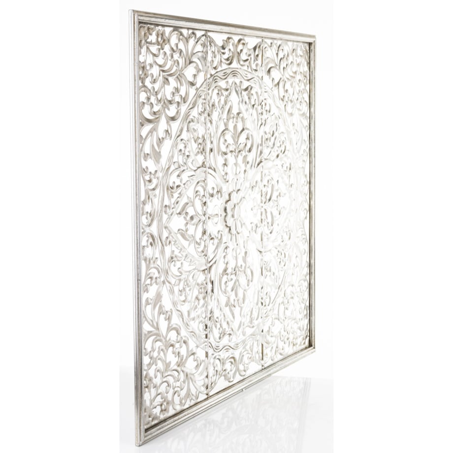 Dekoracja ścienna metalowa 80x80x2 cm ROZETA srebrna