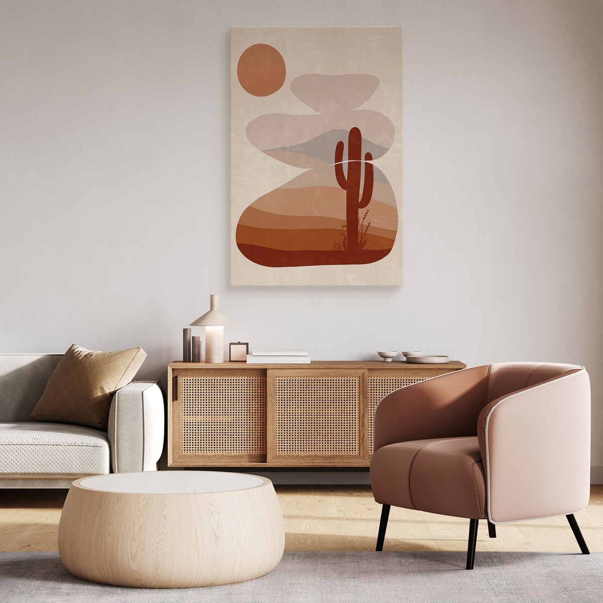 Obraz Abstrakcja Kaktus Skały Dekor Boho 80x120cm