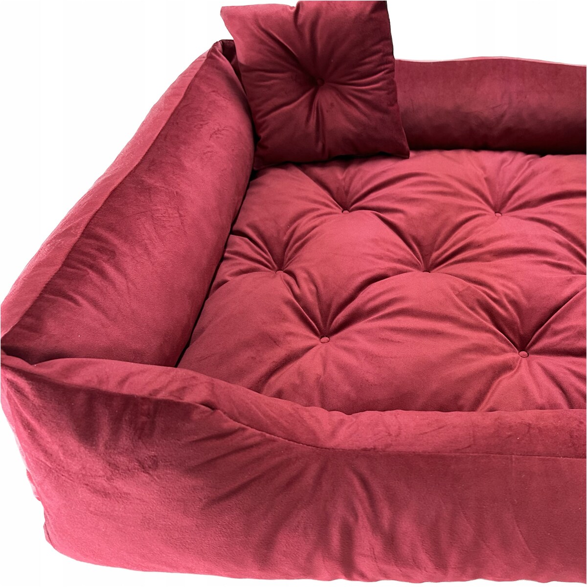 Legowisko Dla Psa Kanapa Posłanie Welurowe 90X75 Cm Pikowane Prestiżowe Czerwone