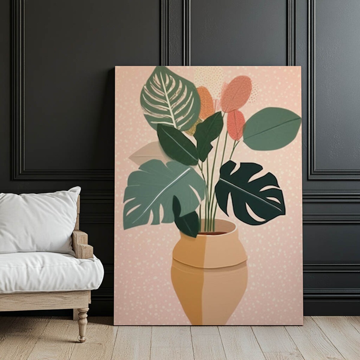 Roślina w doniczce Boho, 50x70 cm, bez ramy, płótno premium na blejtramie