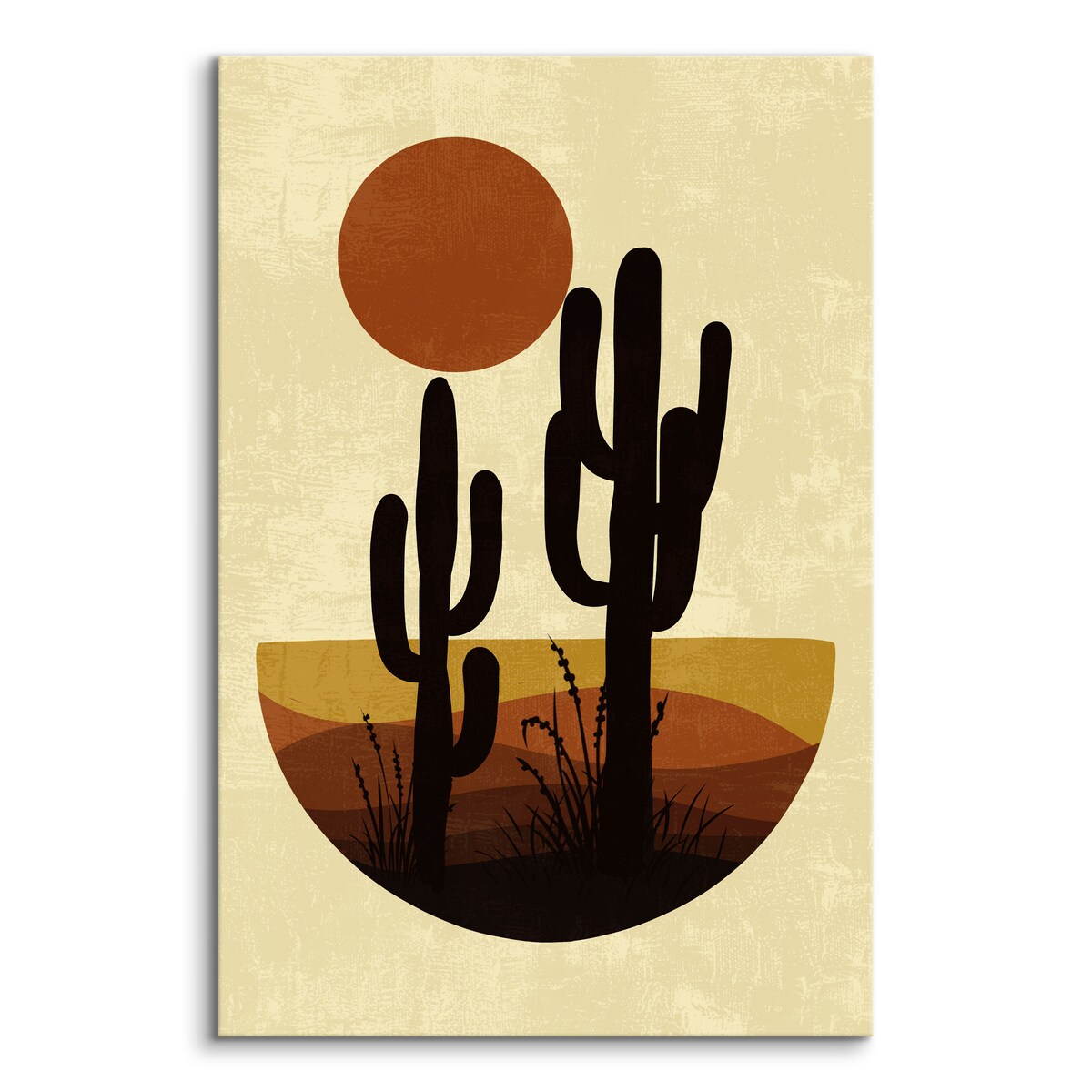 Obraz Akwarelowe Beżowe Kaktusy Pustynia Boho 80x120cm