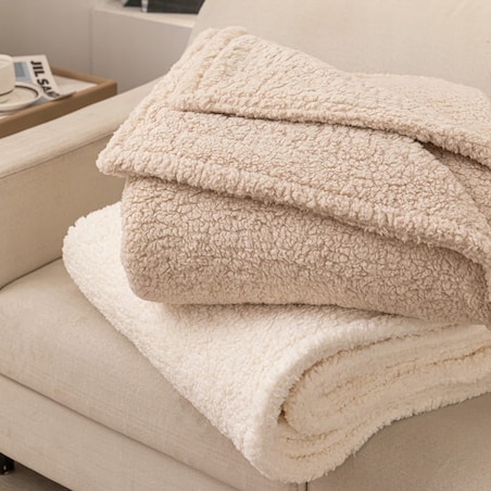 KOC BUKLA NARZUTA PLED NA ŁÓŻKO 80x160 CM BEŻ CIEPŁY MILUTKI BOUCLE