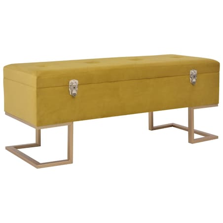 vidaXL Ławka ze schowkiem, 105 cm, musztardowa, aksamitna