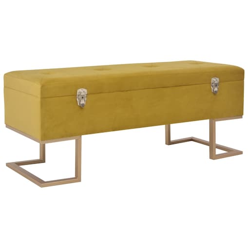 vidaXL Ławka ze schowkiem, 105 cm, musztardowa, aksamitna