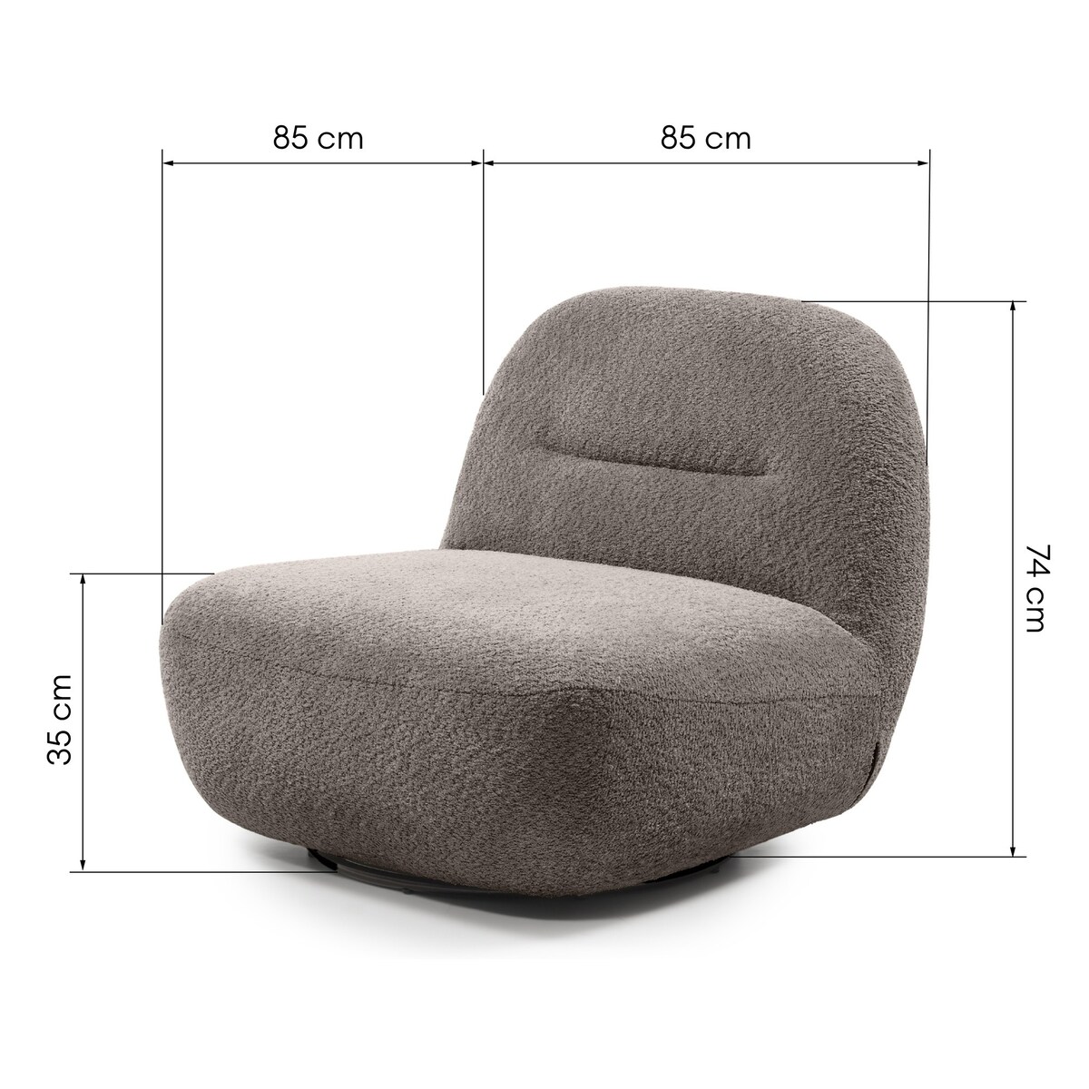 Fotel obrotowy bouclé brązowo-szary Eroni