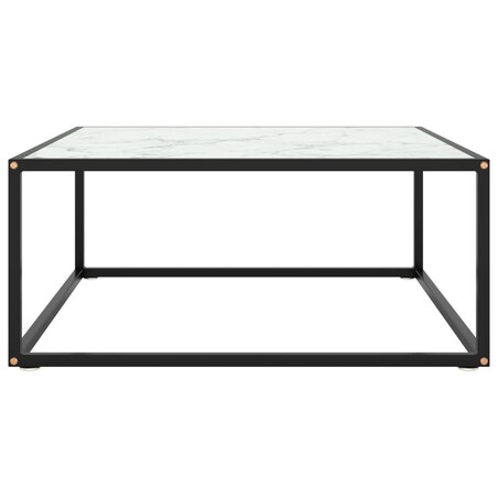 vidaXL Stolik kawowy, szkło w kolorze biały marmur, 80x80x35 cm