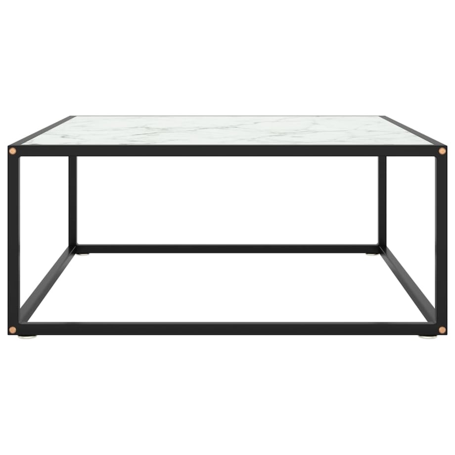 vidaXL Stolik kawowy, szkło w kolorze biały marmur, 80x80x35 cm