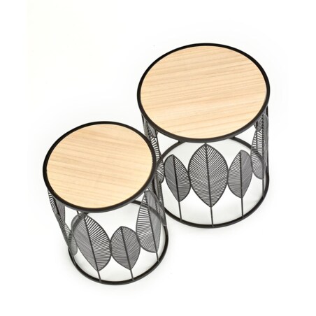 ZESTAW 2 STOLIKÓW Lifts CZARNY metalowy stelaż BLAT Z MDF