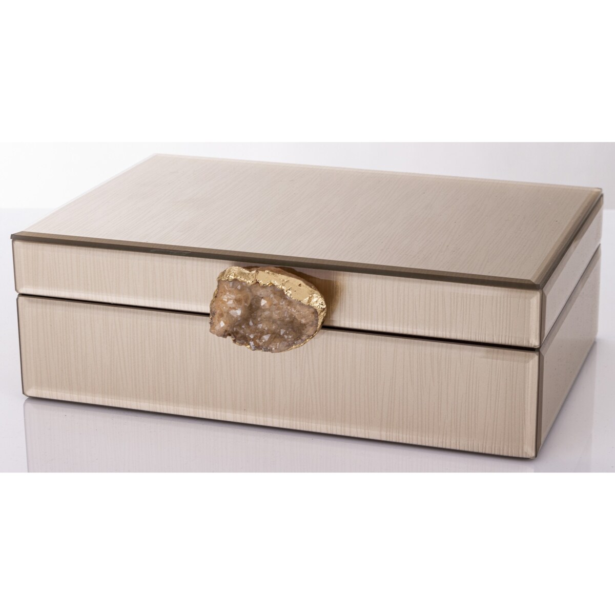 Szkatułka z MDFu z agatem 8x24x18,5 cm szampańska