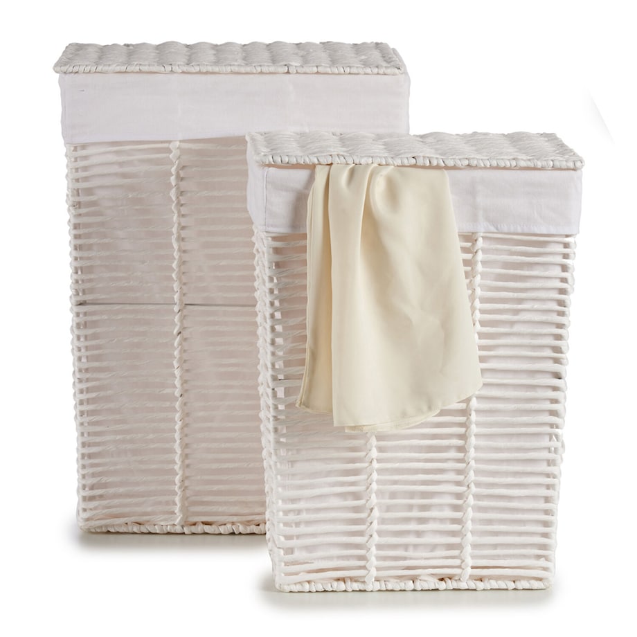 Kosze wiklinowe białe z materiałową wyściółką RUSTIC, 2 sztuki