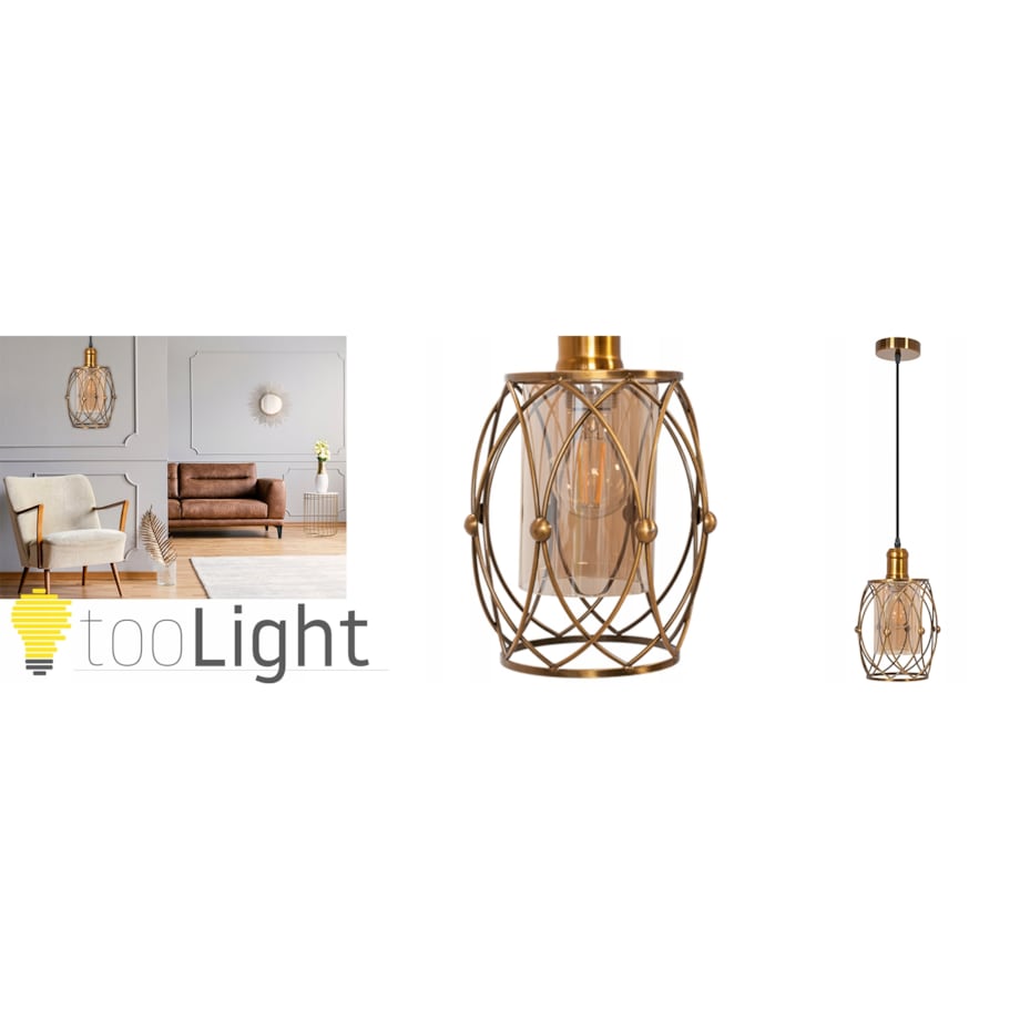 Lampa Wisząca Szklana Metalowa Nowoczesna