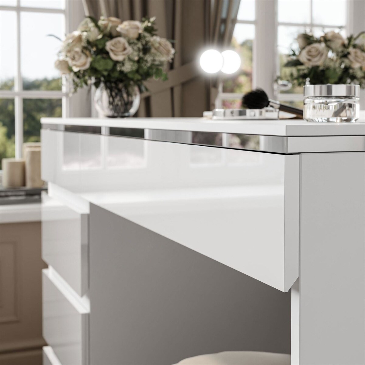 Toaletka AURORA II SILVER ELITE LED biały połysk