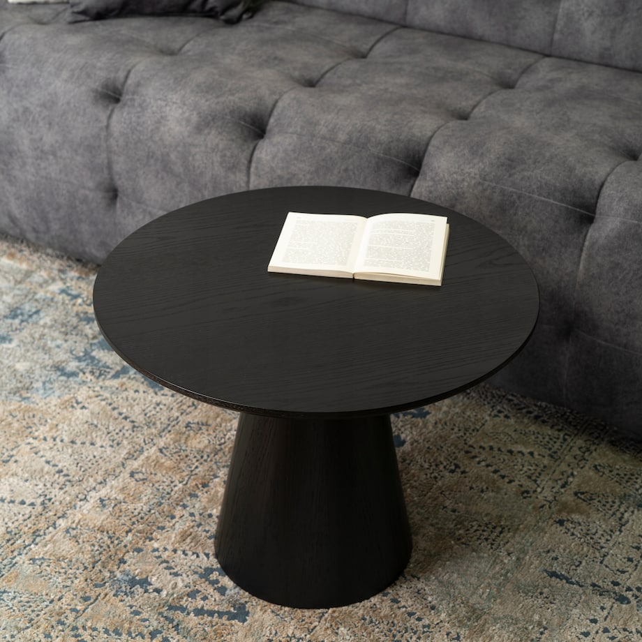 Stolik Kawowy Okrągły Czarny Mały Nowoczesny Mała Okrągła Ława CASSANDER