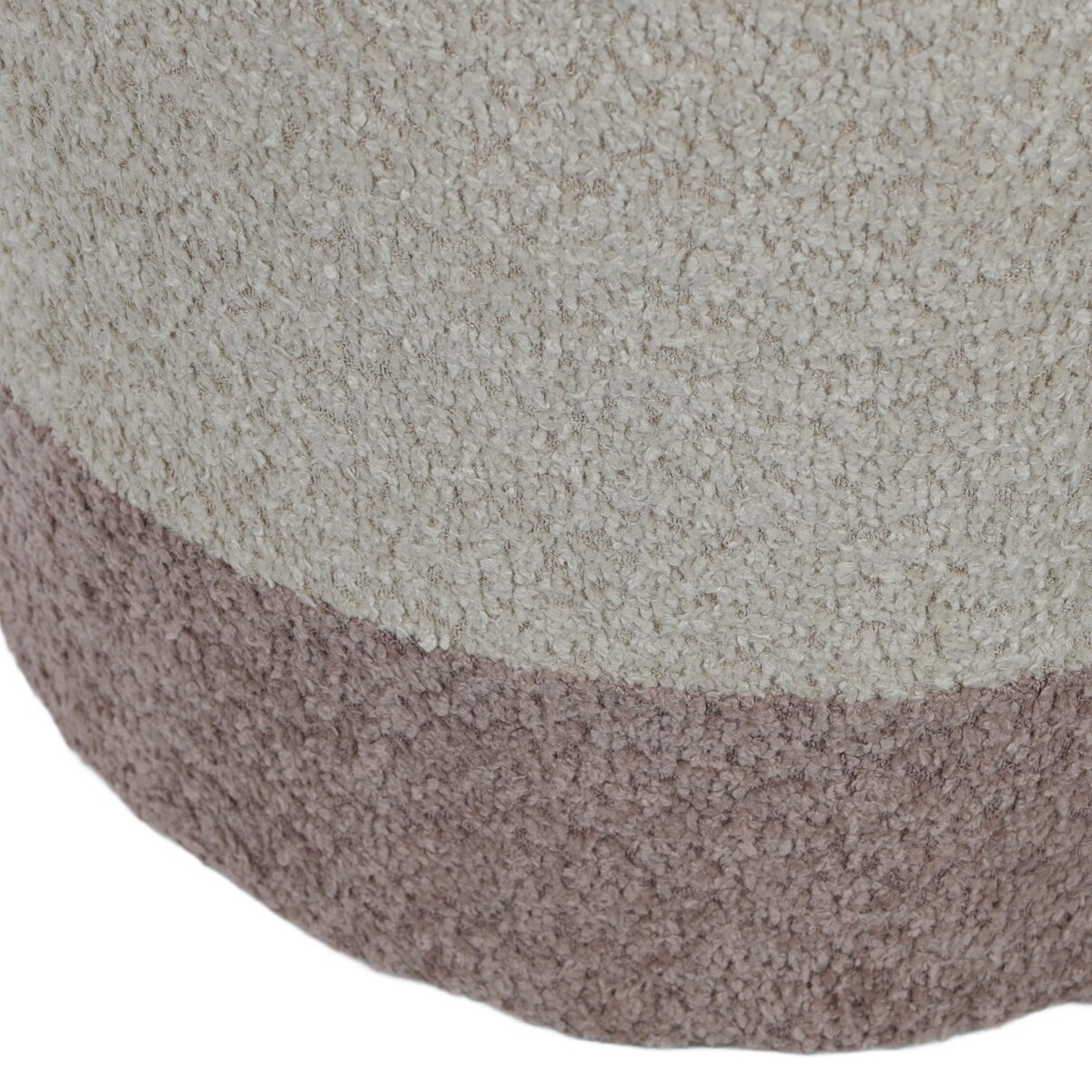 Pufa okrągła tapicerowana w dwóch kolorach boucle, Ø 35 x 34 cm