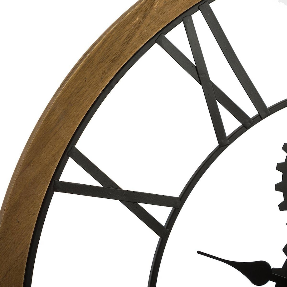 Zegar ścienny z widocznym mechanizmem, Ø 70 cm, drewniana oprawa