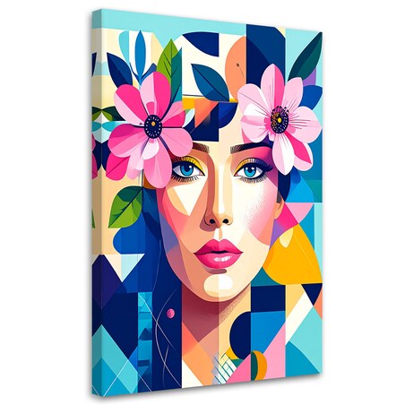 Obraz do salonu sypialni, Portret Kobiety inspirowany bauhausem 40x60