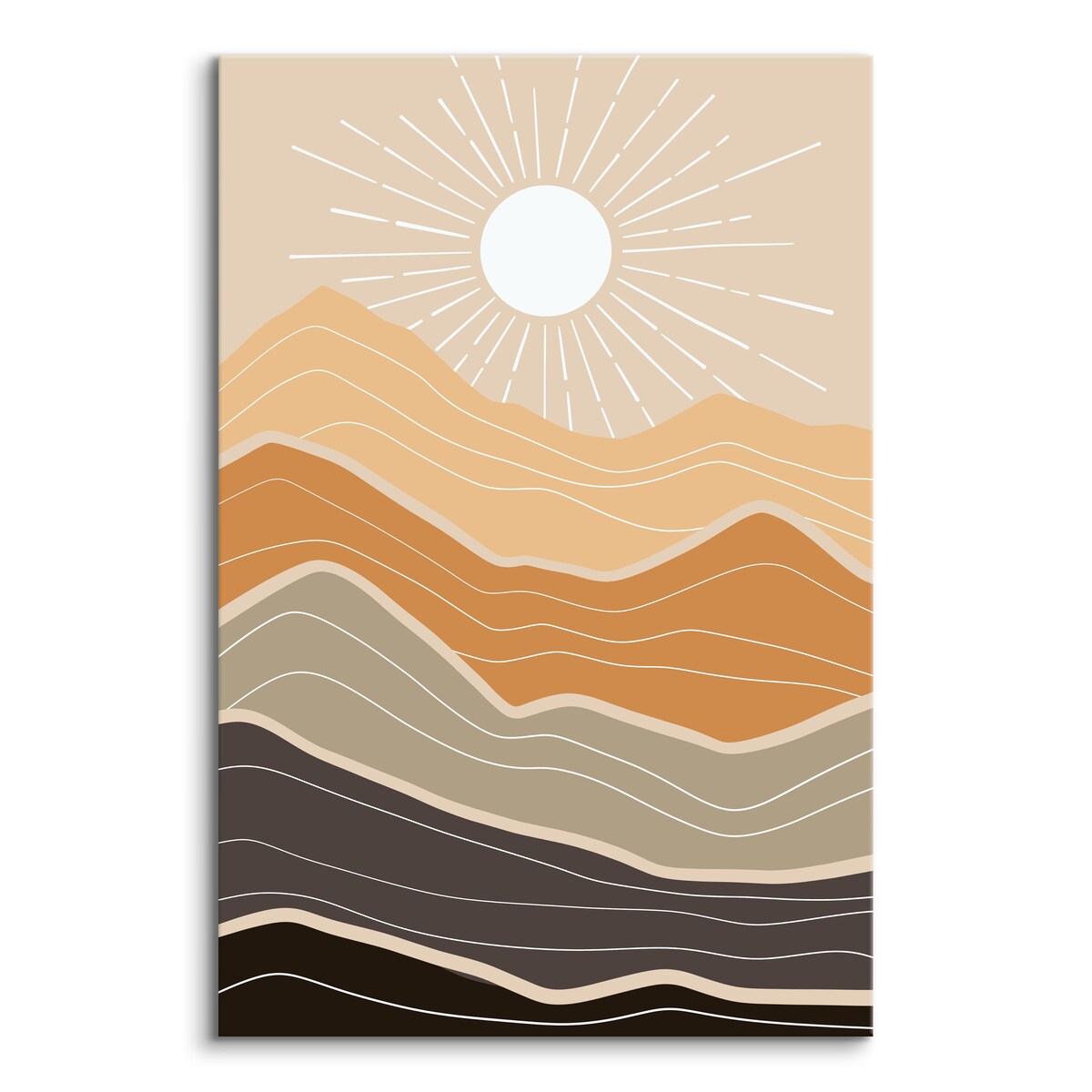 OBRAZ DO SYPIALNI GÓRY PEJZAŻ SŁOŃCE NATURA STYL BOHO ABSTRAKCJA 80x120cm