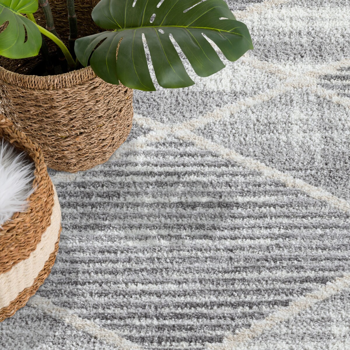 Dywan nowoczesny minimalistyczny high low Flaire 1780 szary geometryczny 200x290