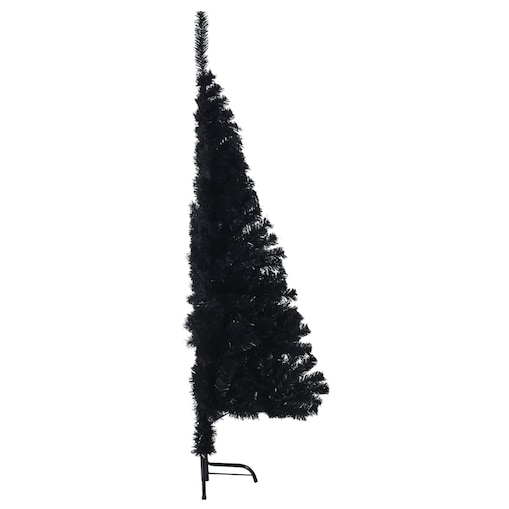 vidaXL Sztuczna choinka połówka ze stojakiem, czarna, 120 cm, PVC