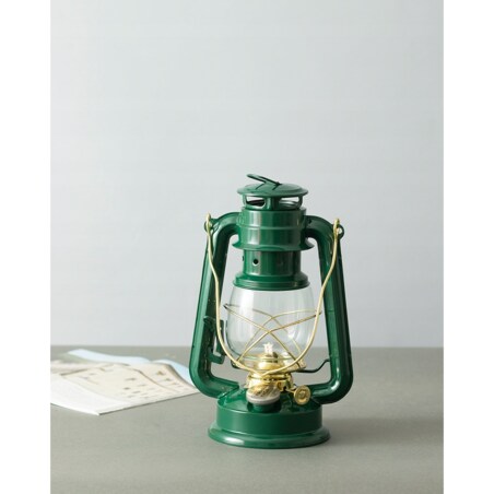 LAMPA NAFTOWA metal / szkło ZIELONA + knot