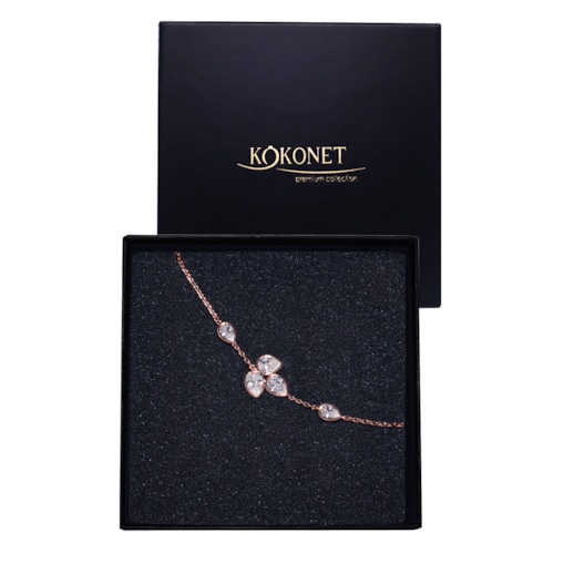 Bransoletka LISTKI klasyk nowoczesna regulowana z pudełkiem EFEKTOWNA