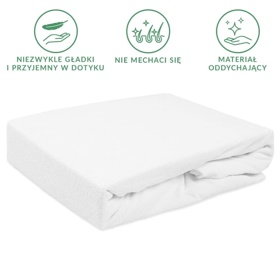 Prześcieradło z bawełny frotte z gumką 120x200 kolor biały PREMIUM
