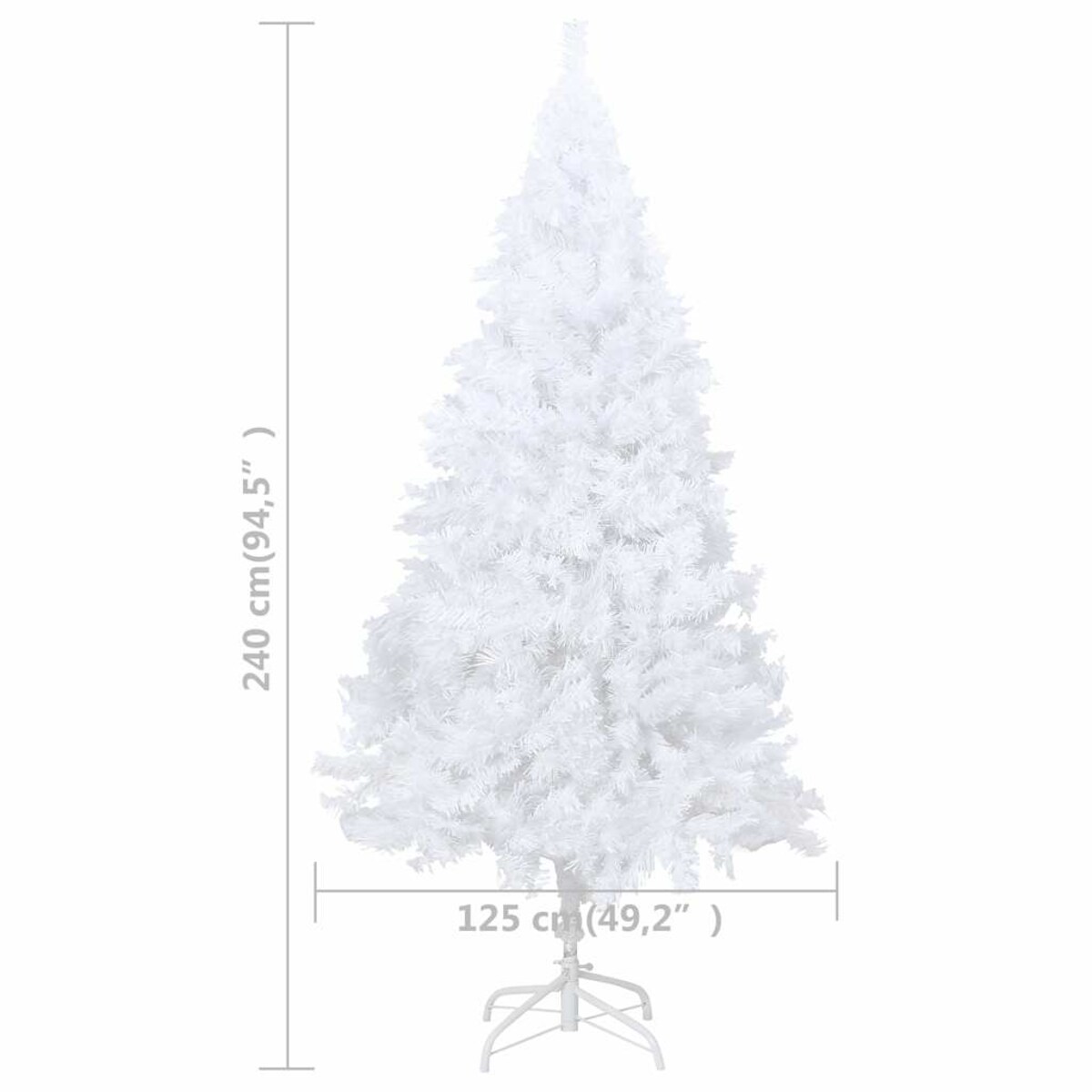 vidaXL Sztuczna choinka z lampkami i bombkami, biała, 240 cm