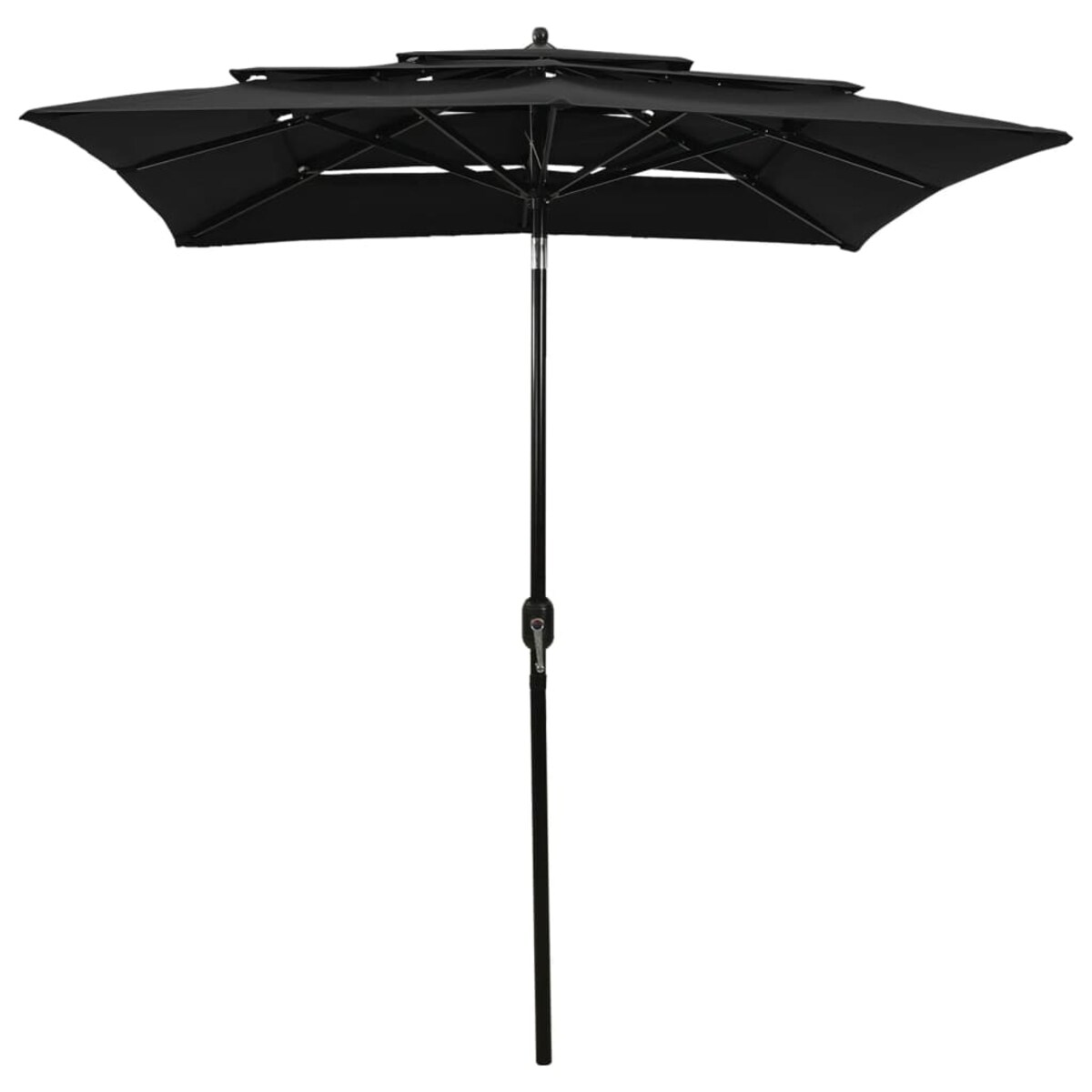 vidaXL 3-poziomowy parasol na aluminiowym słupku, czarny, 2x2 m