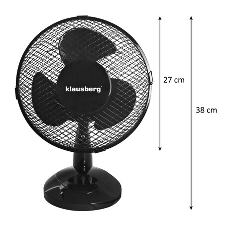 Wentylator biurkowy wiatrak stojący czarny mały 23cm KLAUSBERG