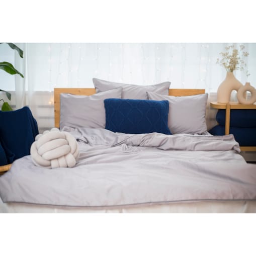 Pościel szara lamówka grafitowa, 140 x 200 cm, La Manta