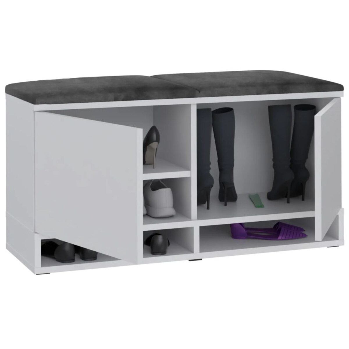 Szafka na buty z siedziskiem DUBAI biała/szara